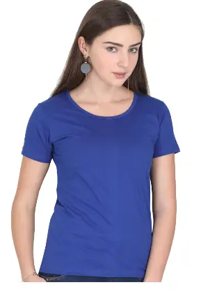 Women classic round neck half sleeve tshirt (blue)