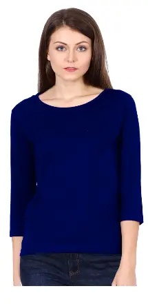 Women classic full sleeve tshirt(Blue)