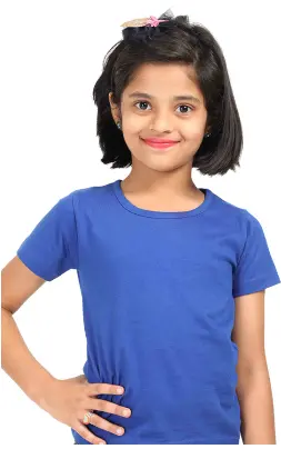Baby girl classic round neck half sleeve t shirt (blue)